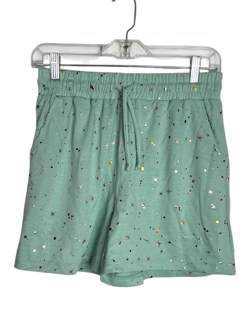 Women’s Mint Green Star-Print Drawstring Shorts